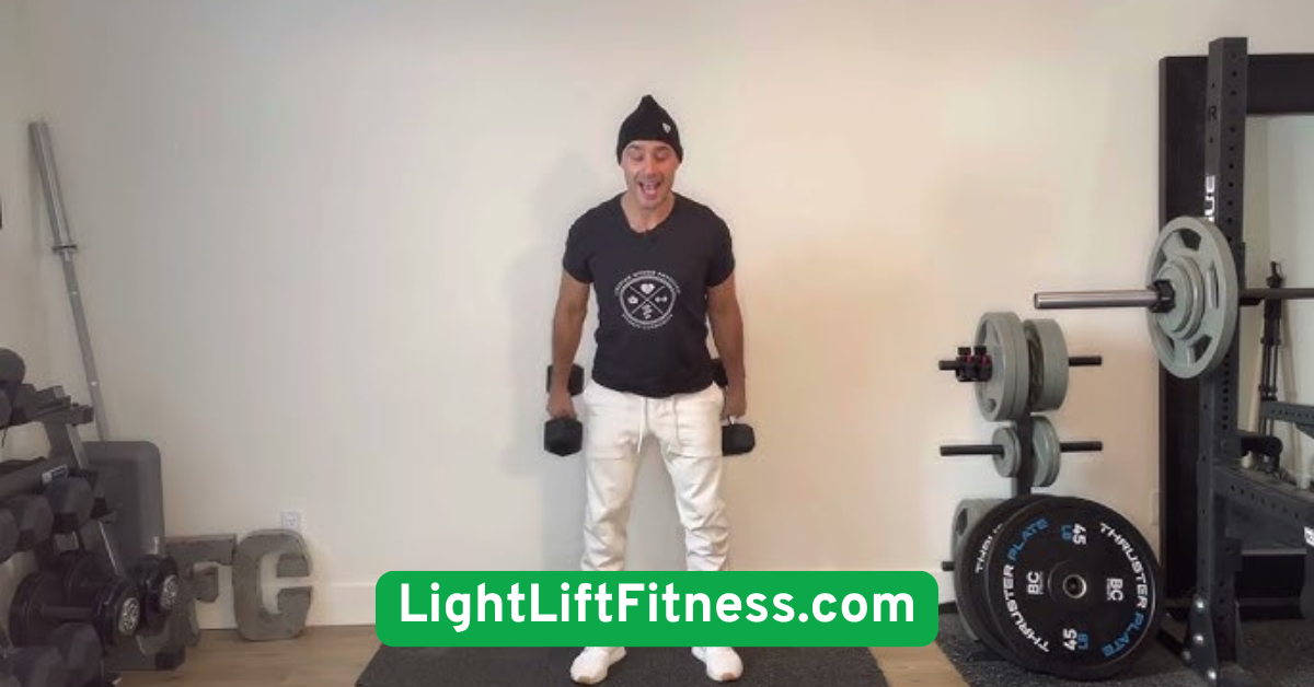 Dumbbell Curl to Squat with Shou